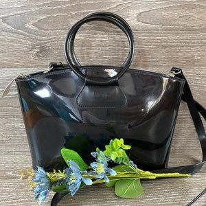 BEIJO Black Patent Leather Shoulder Bag